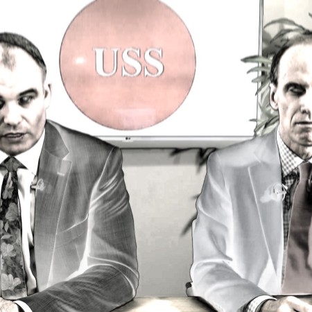 USSbriefs image showing negative-style image of USS pension scheme managers